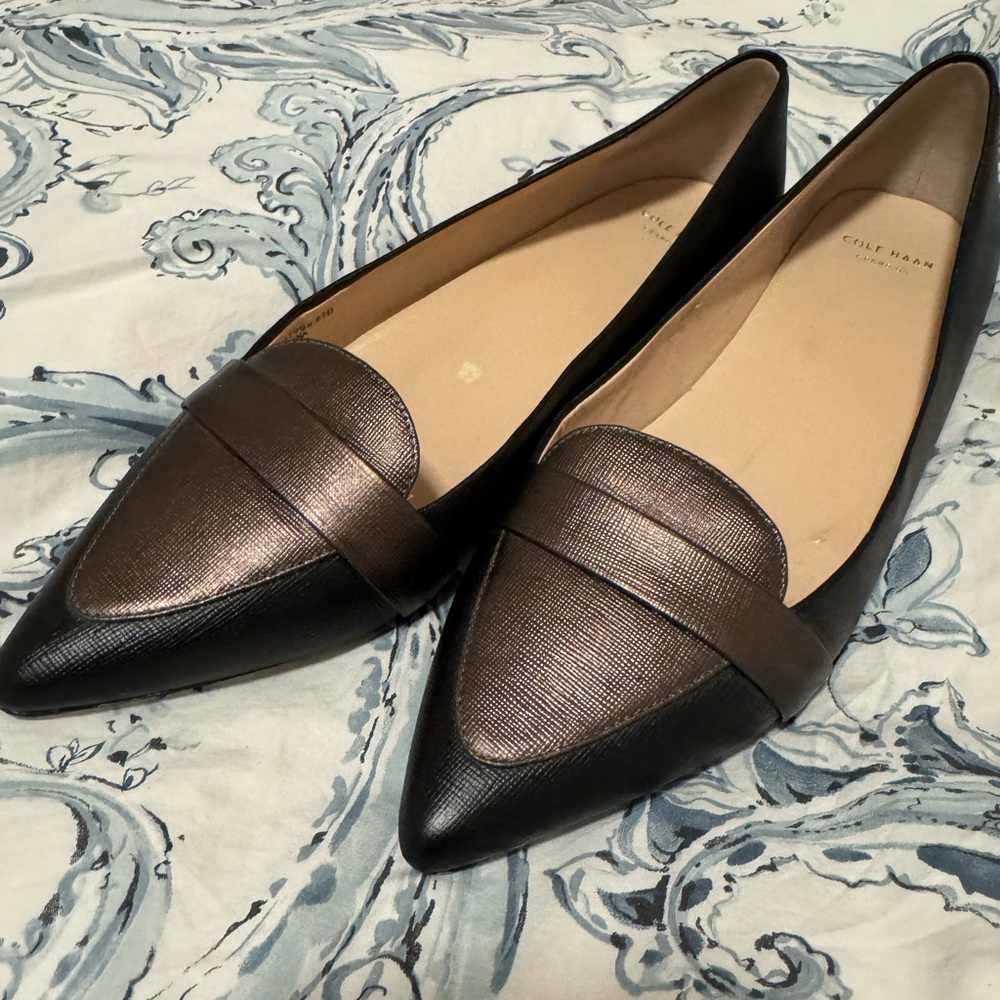 Cole Haan Women's Black and Metallic Loafers